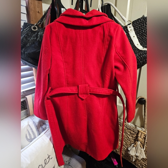 Vibrant Red Pea Coat - Picture 2 of 3